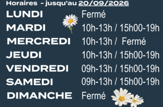 Horaires jusqu&rsquo;au 20/09/26