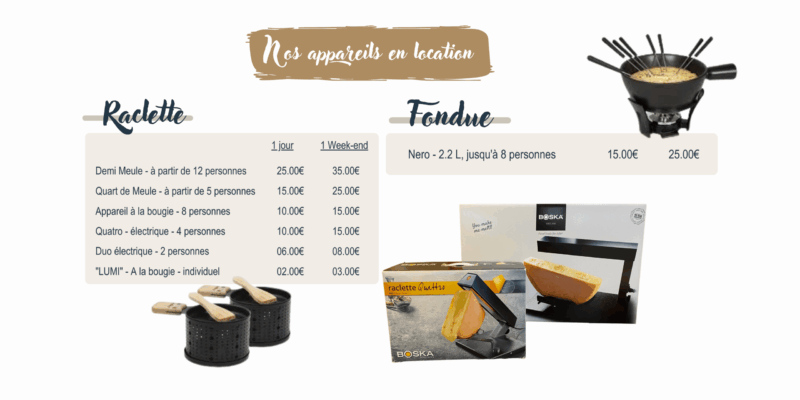 Louez vos appareils à raclette et à fondue !