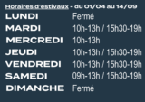 Horaires Estivaux 01/04/25 au 14/09/25