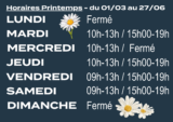 C&rsquo;est le Printemps ! CHANGEMENT HORAIRE !!! du 01/03/26 au 27/06/26