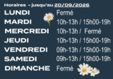 Horaires jusqu&rsquo;au 20/09/26